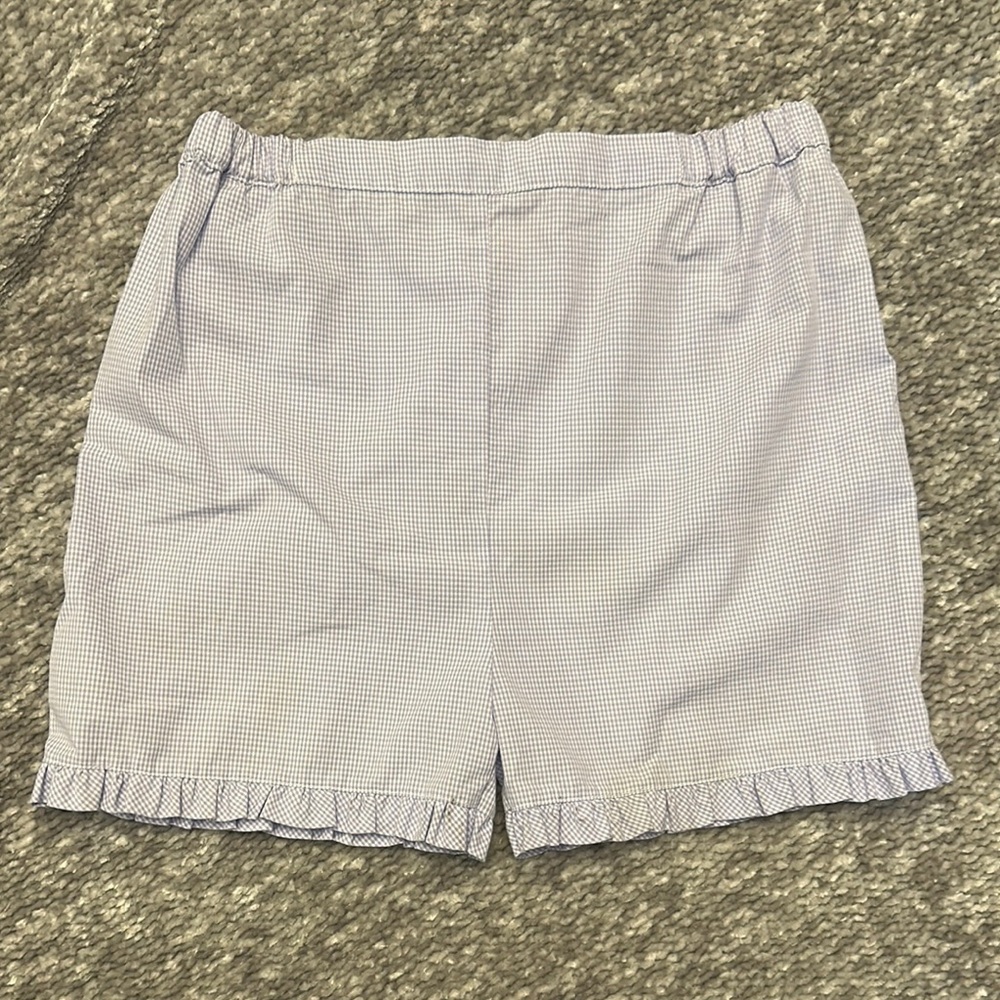 Orient Expressed girls purple micro gingham ruffle hem shorts size 7